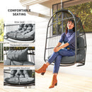 Outsunny Rattan Egg Chair with Installation Kit, Indoor Outdoor Swing Chair