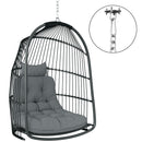 Outsunny Rattan Egg Chair with Installation Kit, Indoor Outdoor Swing Chair