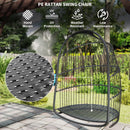 Outsunny Rattan Egg Chair with Installation Kit, Indoor Outdoor Swing Chair