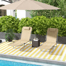 Outsunny 2 Pieces Sun Loungers Foldable Reclining Chair with Headrest Brown