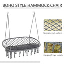 Outsunny Hammock Chair Cotton Rope Porch with Cushion for Indoor Outdoor Using