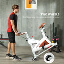 SPORTNOW Quiet Stationary Exercise Bike with Adjustable Seat, White