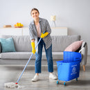 HOMCOM 20L Mop Bucket with Wringer Handle on Wheels for Floor Cleaning Blue