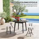 Outsunny Folding Stool Set of 4, Decorative Garden Stool Set