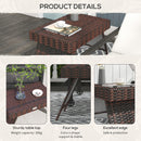 Outsunny Foldable Outdoor Coffee Table, Steel Frame Rattan Side Table
