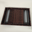 Outsunny Foldable Outdoor Coffee Table, Steel Frame Rattan Side Table