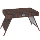 Outsunny Foldable Outdoor Coffee Table, Steel Frame Rattan Side Table