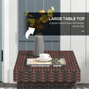 Outsunny Foldable Outdoor Coffee Table, Steel Frame Rattan Side Table