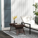 Outsunny Foldable Outdoor Coffee Table, Steel Frame Rattan Side Table
