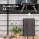 Outsunny Foldable Outdoor Coffee Table, Steel Frame Rattan Side Table