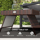 Outsunny Foldable Outdoor Coffee Table, Steel Frame Rattan Side Table