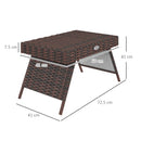 Outsunny Foldable Outdoor Coffee Table, Steel Frame Rattan Side Table