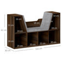 HOMCOM Cube Bookshelf Organizer with Reading Seat, Six Cubes, Chestnut
