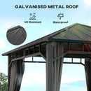 Outsunny Hardtop Gazebo with Galvanised Steel Roof and Sides - Dark Grey