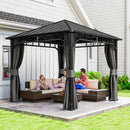Outsunny Hardtop Gazebo with Galvanised Steel Roof and Sides - Dark Grey