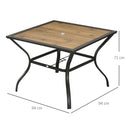 Outsunny Garden Table with Parasol Hole w/ PC Board Tabletop for 4 Persons