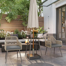 Outsunny Rattan Dining Set, 4 Seater Rattan Garden Furniture, Light Brown