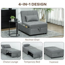 HOMCOM 4-in-1 Pull Out Sleeper Chair Bed with Pockets