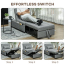HOMCOM 4-in-1 Pull Out Sleeper Chair Bed with Pockets