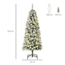Christmas Time 5FT Prelit Snow Flocked Christmas Tree w/ Light, Indoor Home Xmas Decoration