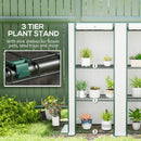 Outsunny 3 Tier Lean-to Mini Greenhouse with Hemmed Edging, White