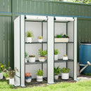 Outsunny 3 Tier Lean-to Mini Greenhouse with Hemmed Edging, White