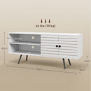 HOMCOM White TV Unit For 65 Inch TVs With 2 Open Shelves, Door And 2 Cable Holes