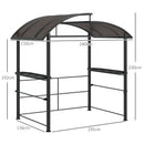 Outsunny BBQ Patio Canopy Gazebo with Interlaced Polycarbonate Roof 2 Shelves