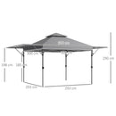 Outsunny 5 x 3(m) Pop Up Gazebo, Instant Shelter with Extend Dual Awning, Grey