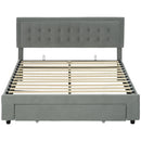 HOMCOM King Size Bed Frame with Storage and Adjustable Velvet Headboard