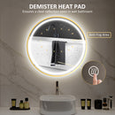 HOMCOM Illuminated Bathroom LED Mirror Round Wall Mounted Mirror Gold