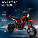 HOMCOM 24V Kids Red Electric Motorbike With Twist Grip Throttle, Music, Horn