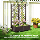 Outsunny Plastic Planter Box with Trellis, Vegetable Planter w/ Drain Plugs