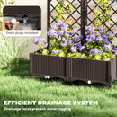Outsunny Plastic Planter Box with Trellis, Vegetable Planter w/ Drain Plugs