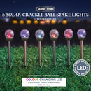 Silver & Stone Solar Powered Crackle Ball Stakes Pack Of 6 Colour Changing