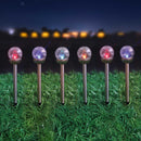 Silver & Stone Solar Powered Crackle Ball Stakes Pack Of 6 Colour Changing