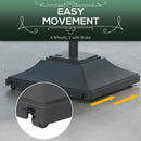 Outsunny 60kg Square Parasol Base With Wheels Fillable Plastic Umbrella Stand