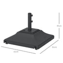 Outsunny 60kg Square Parasol Base With Wheels Fillable Plastic Umbrella Stand