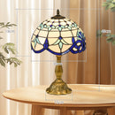 HOMCOM Stained Glass Table Lamp, for Bedroom Bedside, Bulb not Included