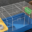 PawHut Small Animal Cage, Rabbit Guinea Pig Hutch, Pet Playhouse, Blue