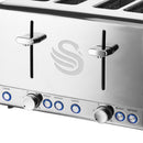 Swan Polished 4 Slice Toaster  - Stainless Steel