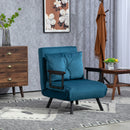 HOMCOM Blue Click Clack Single Chair Bed Settee for Living Room, Guest Room