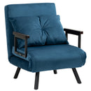 HOMCOM Blue Click Clack Single Chair Bed Settee for Living Room, Guest Room