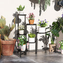 Outsunny 3 Tier Foldable Corner Plant Stand for Indoor Outdoor, Black