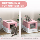 PawHut Hooded Cat Litter Box, Pet Toilet w/ Scoop, Tray - Pink