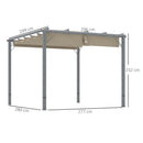 Outsunny 3 x 3(m) Aluminium Garden Pergola with Retractable Roof, Natural