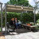 Outsunny 3 x 3(m) Aluminium Garden Pergola with Retractable Roof, Natural