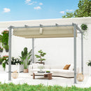 Outsunny 3 x 3(m) Aluminium Garden Pergola with Retractable Roof, Natural