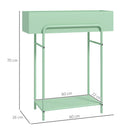 Outsunny 2 Tier Plant Stand, Metal Plant Rack with Drain Holes, Green