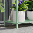 Outsunny 2 Tier Plant Stand, Metal Plant Rack with Drain Holes, Green